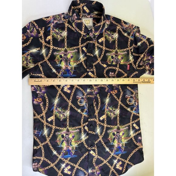 RSVLTS WWE Razor Ramone Short Sleeve Shirt Men's Small Black Button Up Wrestling - Picture 6 of 13